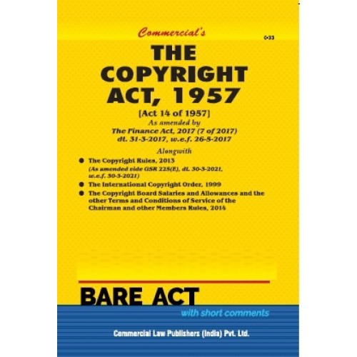 Commercial Law Publisher's The Copyright Act, 1957 Bare Act 2023
